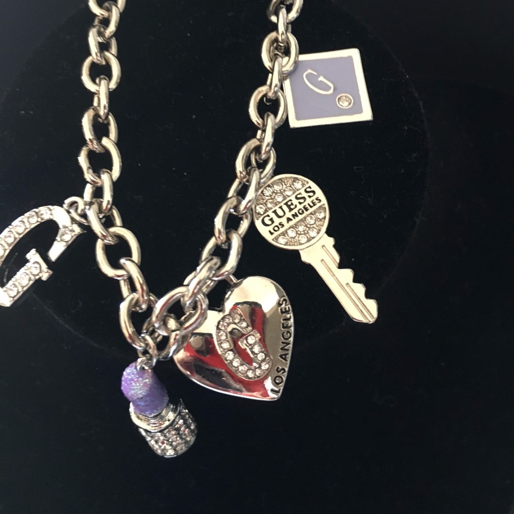 Guess Lavender Lipstick & Silver Charm Bracelet